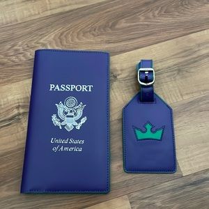 NWOT Purple + Teal/Green Passport Holder + Luggage Tag